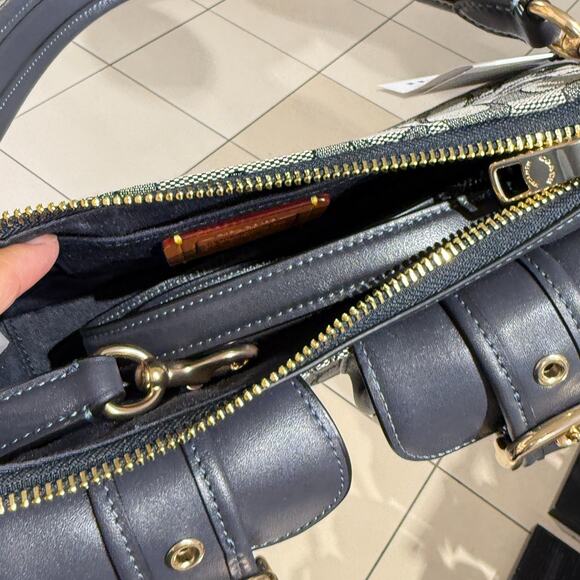 COACH Ashton Bag In Signature Jacquard CBJ00 Gold/Navy/Midnight Navy - Picture 5 of 11